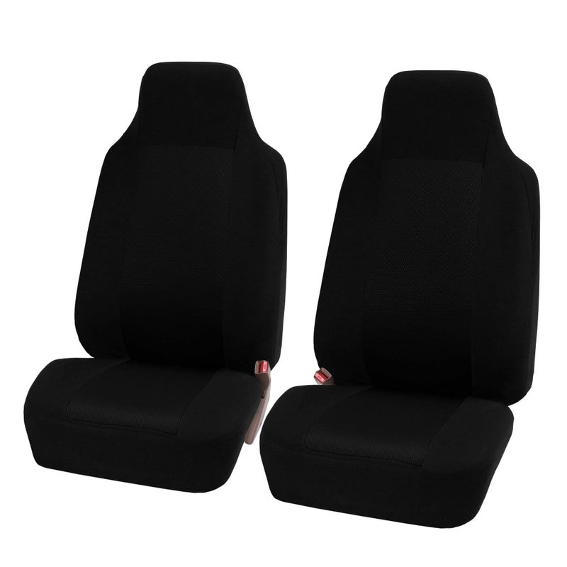 FH Group 3D Air Mesh Car Seat Covers Front Set â€“ Universal Fit Automotive Seat Protectors, Washable Low Back Bucket Seat Covers for SUV, Sedan, Car Accessories, Black - Image 1